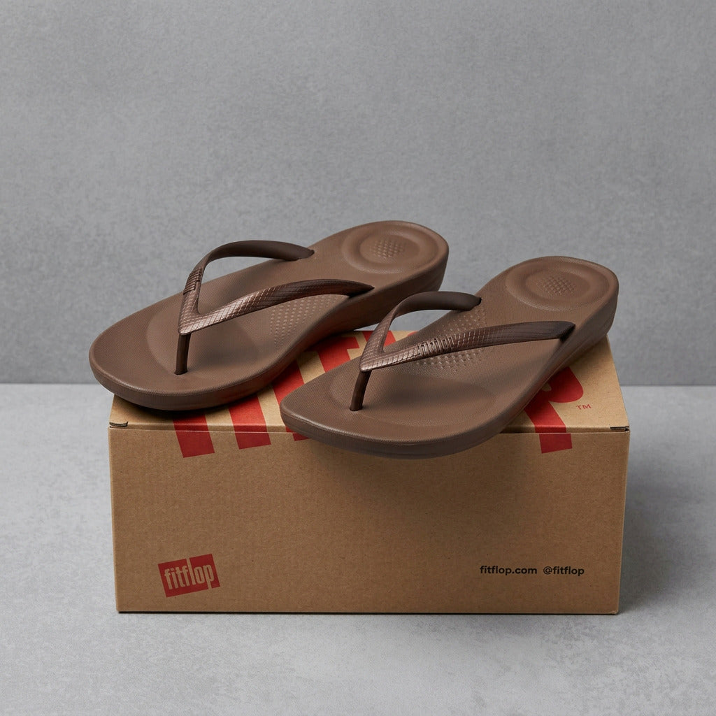 Ladies Fitflop Iqushion Ergonomic Flip-Flops Size UK 4 - Bronze