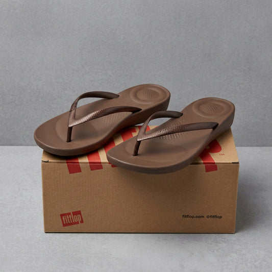 Ladies Fitflop Iqushion Ergonomic Flip-Flops Size UK 4 - Bronze