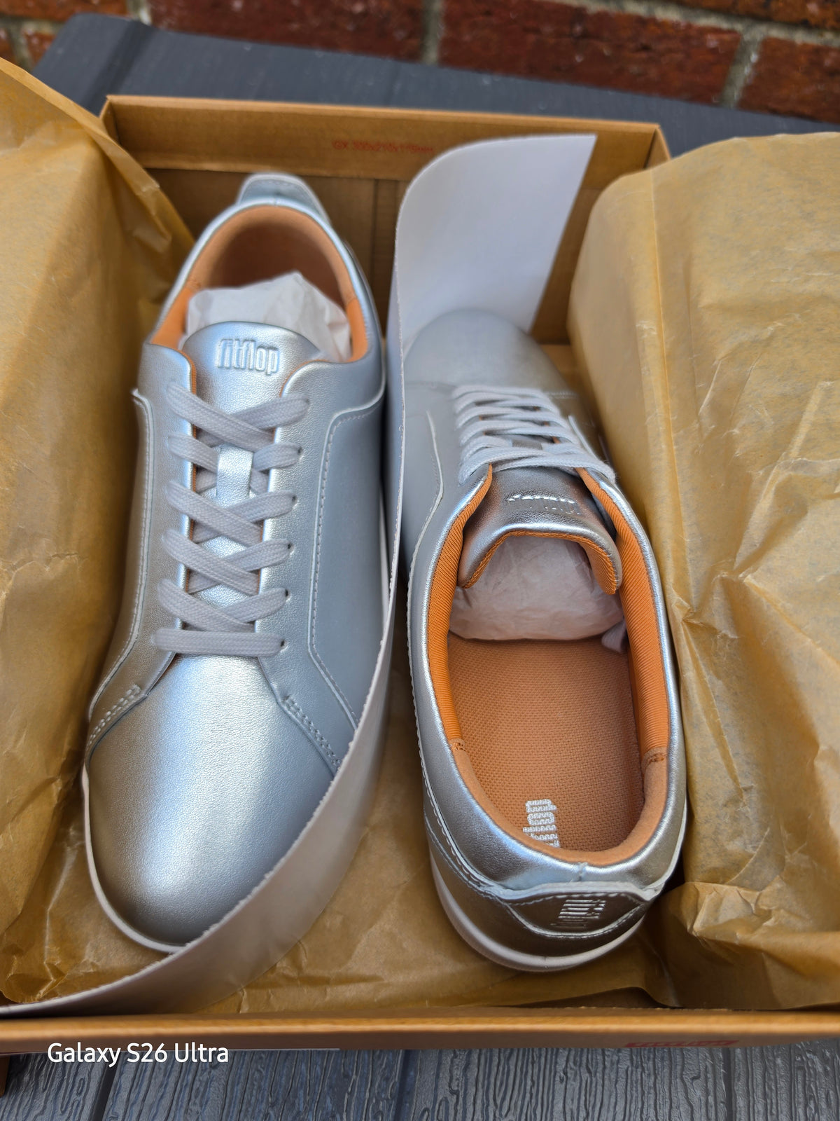 New Style FitFlop Rally Leather Women's Trainers - Silver & White - UK Size 6