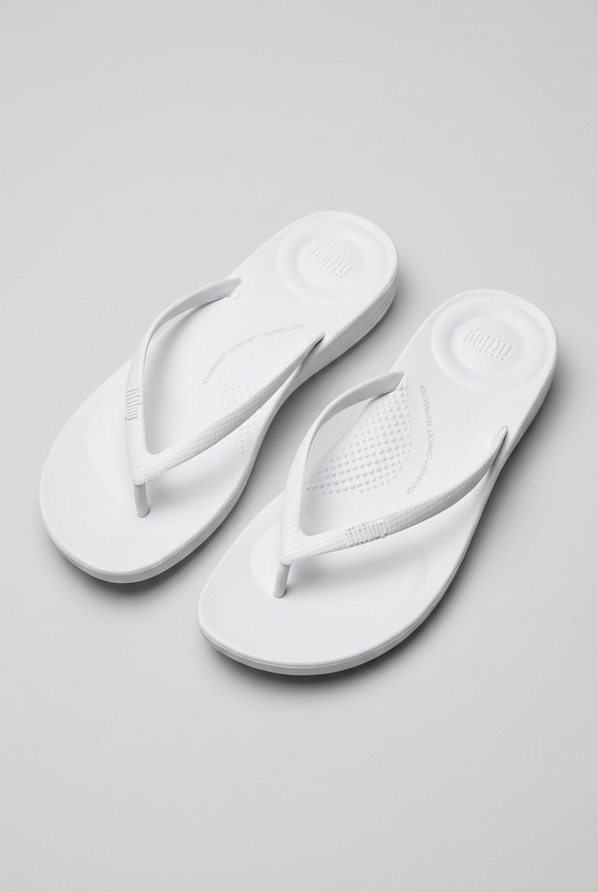 Ladies Fitflop Iqushion Ergonomic Flip-Flops Size UK 8 - Urban White