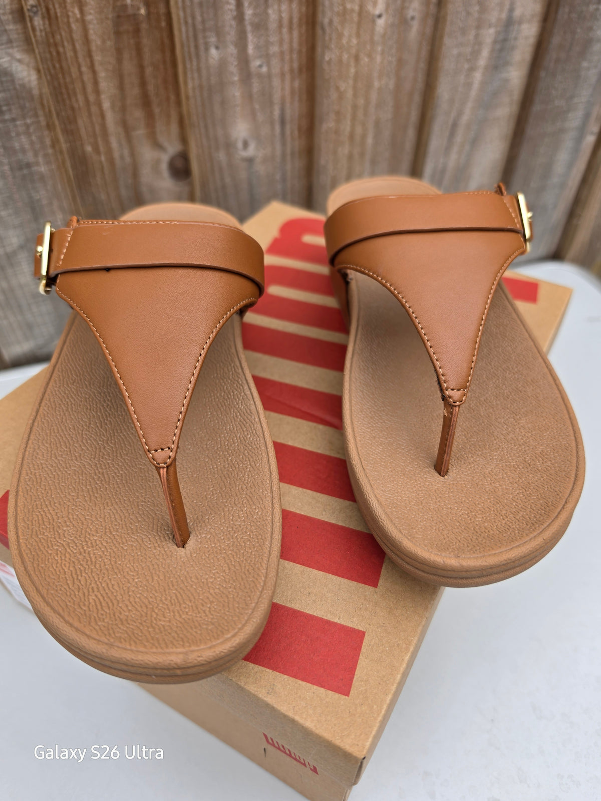 FitFlop Lulu Adjustable Leather Toe Post Sandals Size Adult 7 Tan