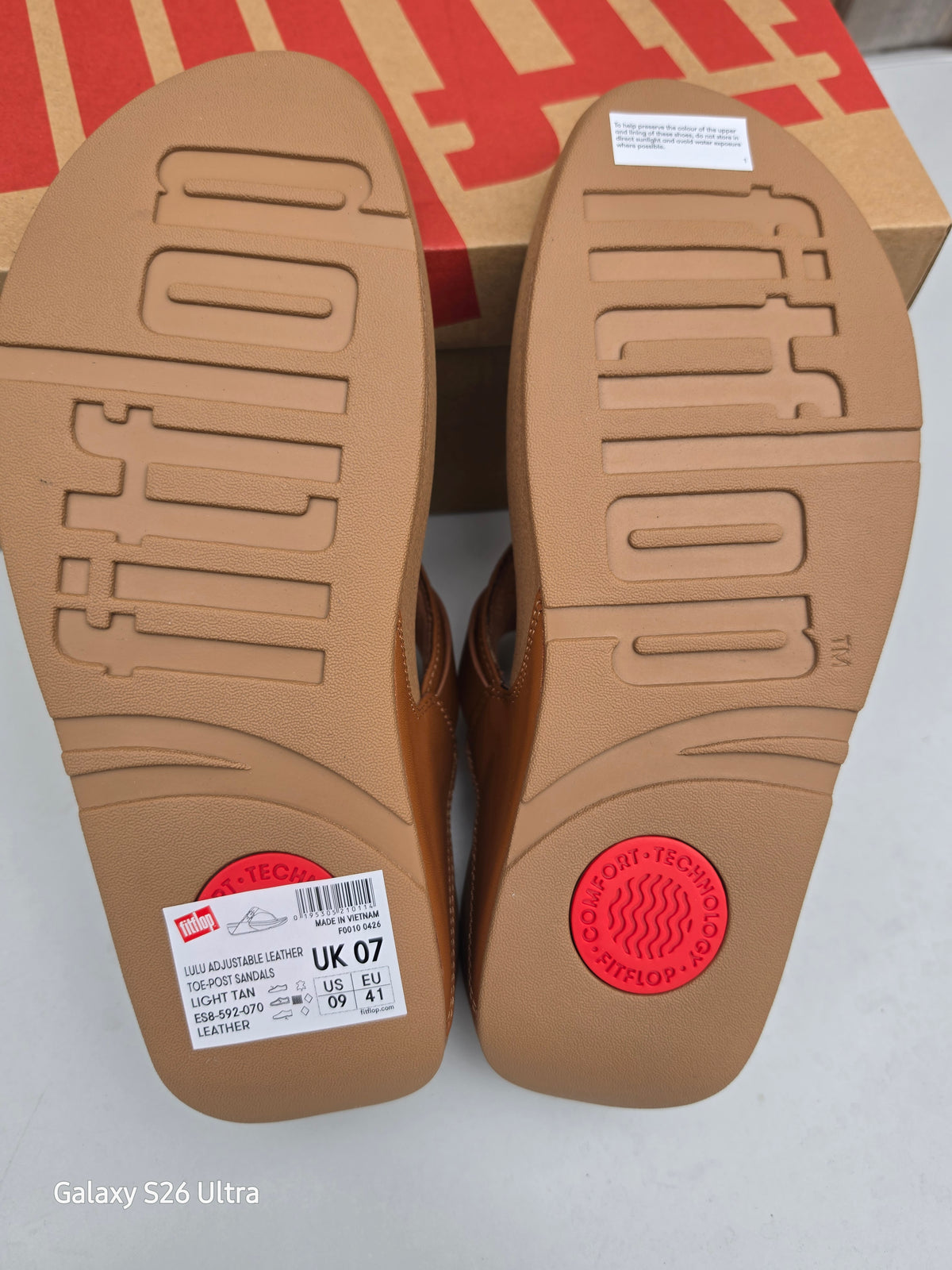 FitFlop Lulu Adjustable Leather Toe Post Sandals Size Adult 7 Tan