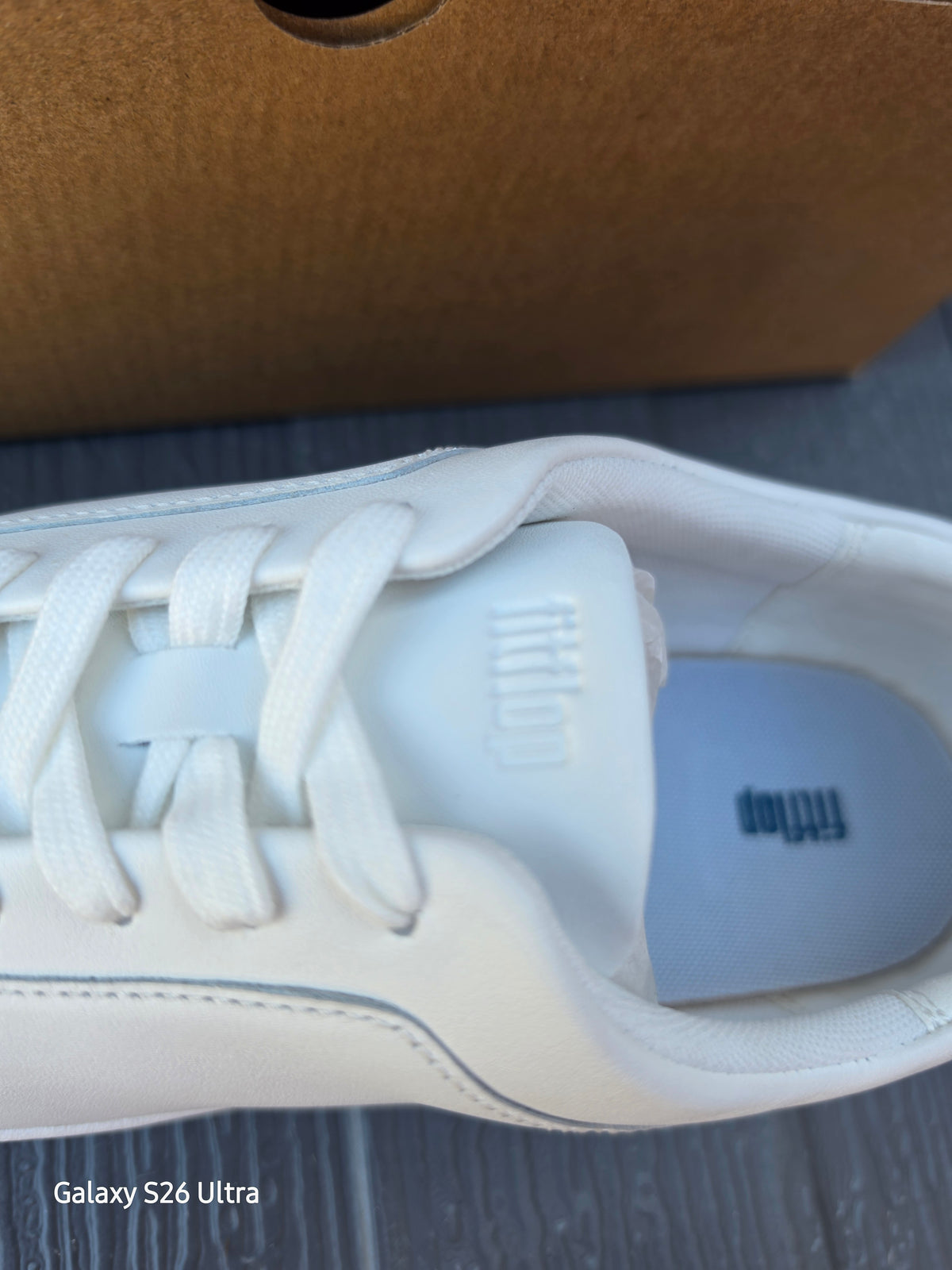 New Style FitFlop Ladies Rally White Leather Trainers - UK Size 8