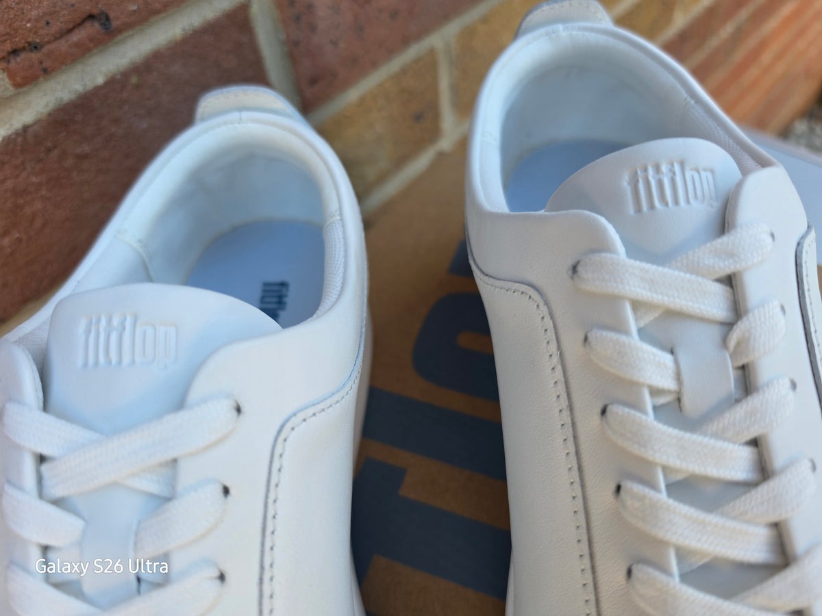 New Style FitFlop Ladies Rally White Leather Trainers - UK Size 7