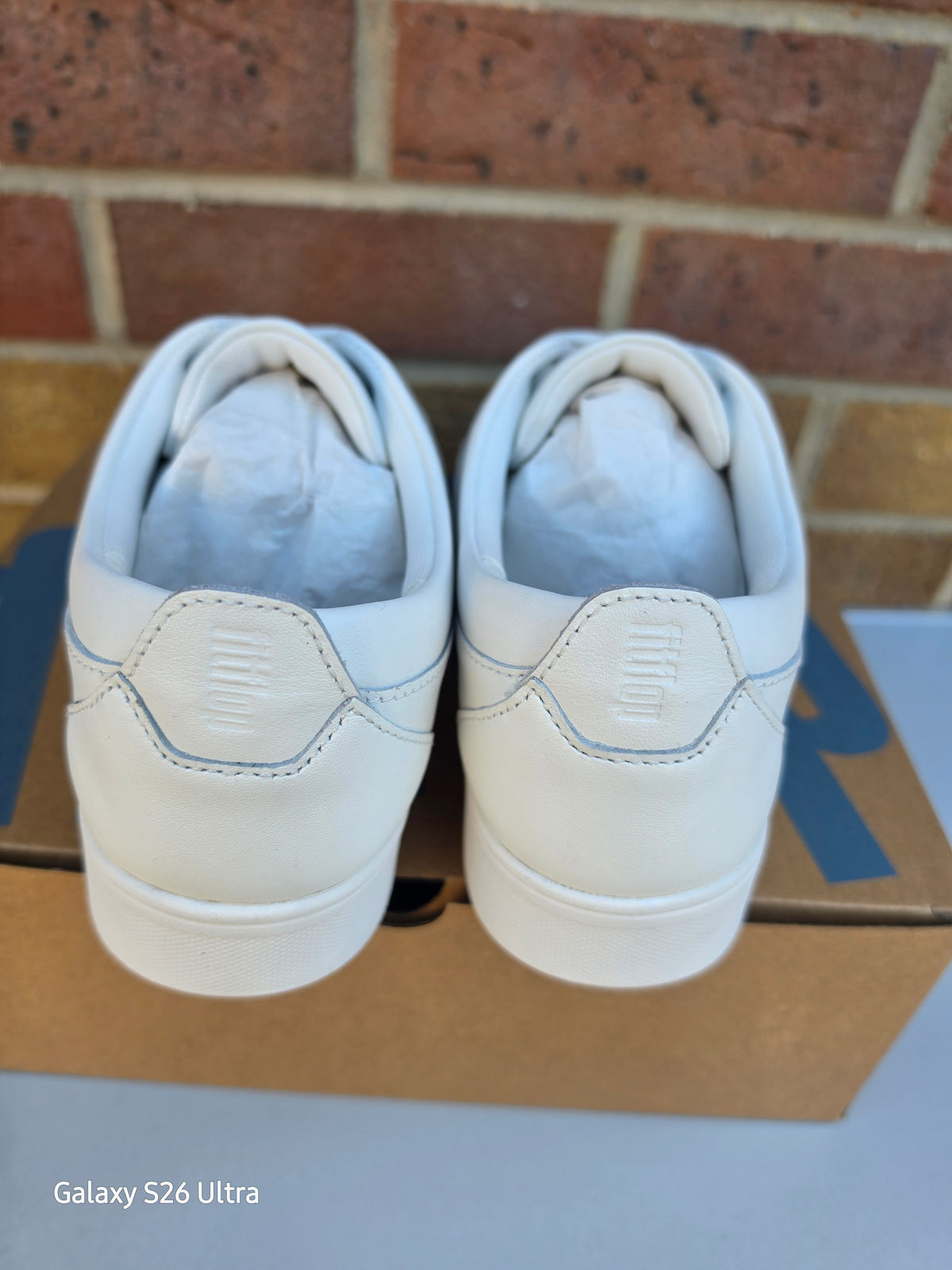 New Style FitFlop Ladies Rally White Leather Trainers - UK Size 7
